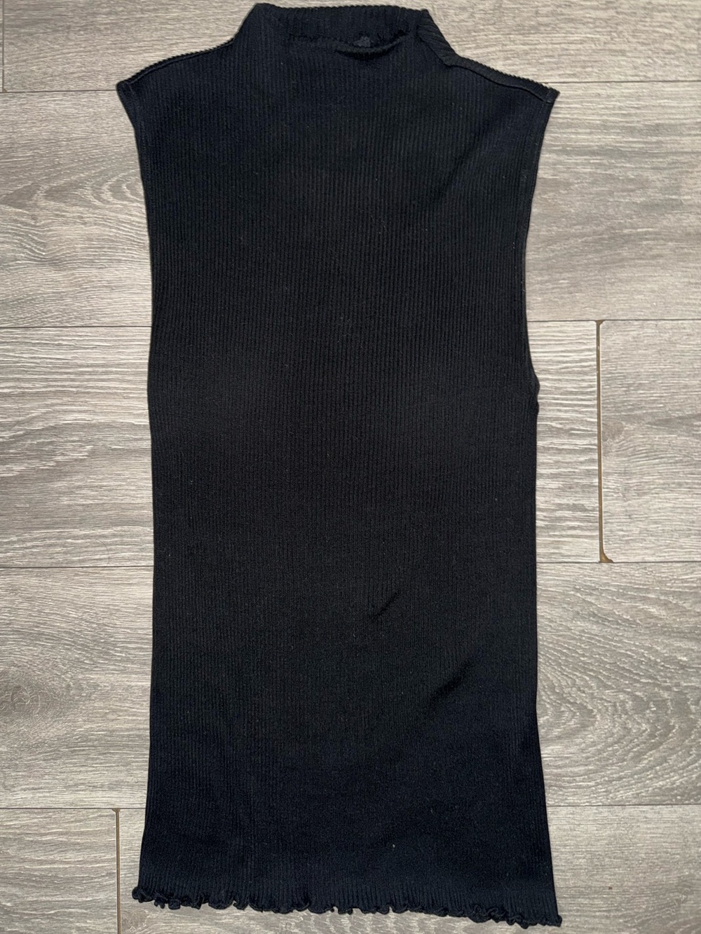 COS Black Ribbed Mock Neck Tank Top
